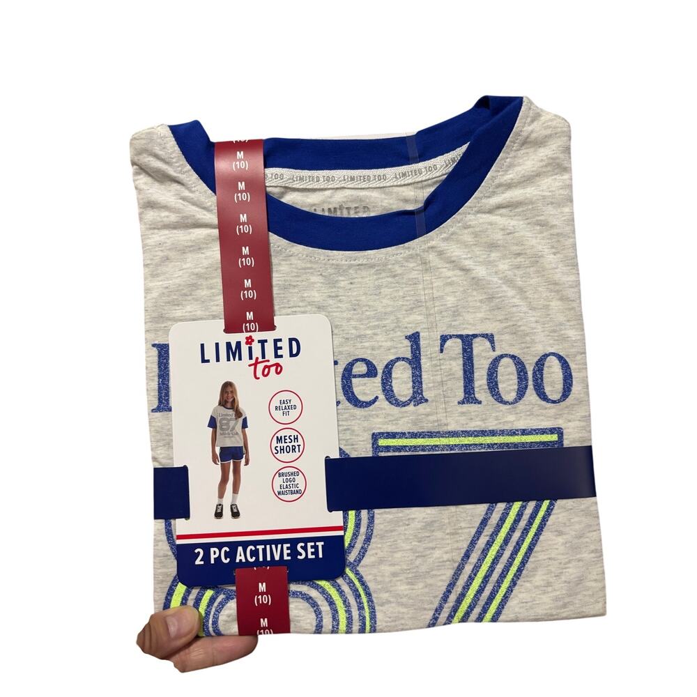 Limited Too M 10 t shirt grey 87 w/ blue track shorts set nwt